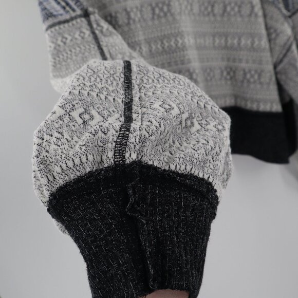 We The Free At The Lodge Fair Isle Sweater Womens S Gray Boho Casual Baggy Loose - Picture 7 of 16